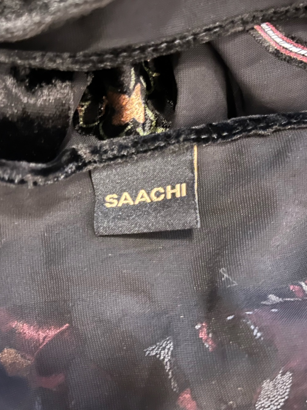 Saachi Ione Velvet Burnout Ruana Black Floral Kimono Jacket Cover Up OS - Picture 9 of 11